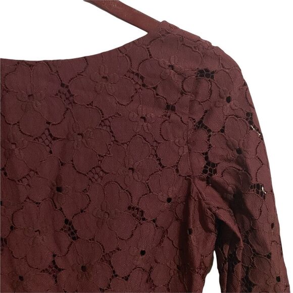 Diane von Furstenberg Aubergine Sarita Lace Dress Cocktail Burgundy Floral Sz 2 - Picture 4 of 8
